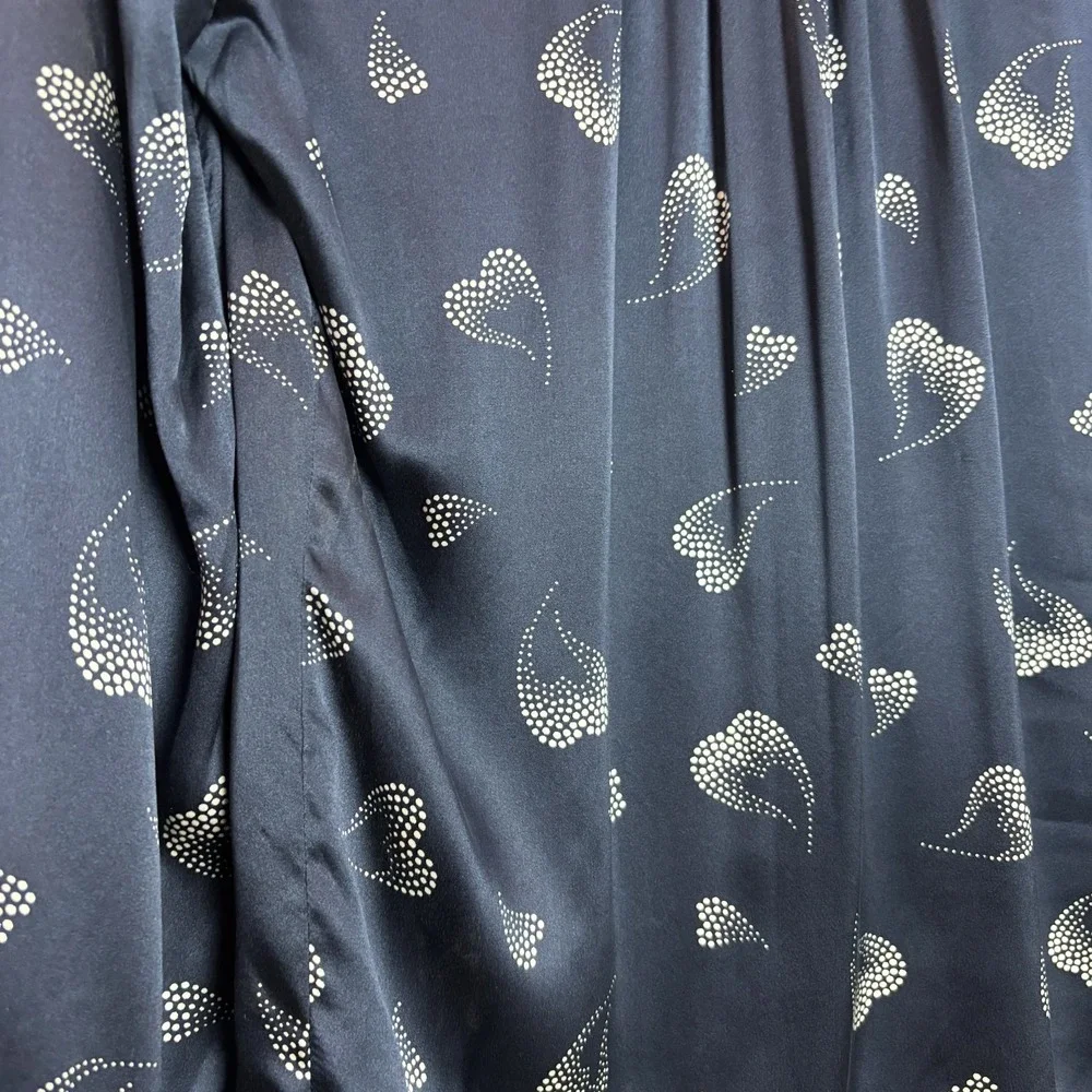 Joie Heart Mintee‎ Silk Button-Front Blouse in Navy Blue Size Women's Small Top